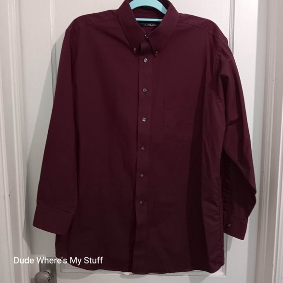 BILL BLASS BURGUNDY MEN'S LONG SLEEVE DRESS SHIRT - MEN'S SIZE 16.5 (32/22) - Picture 1 of 3